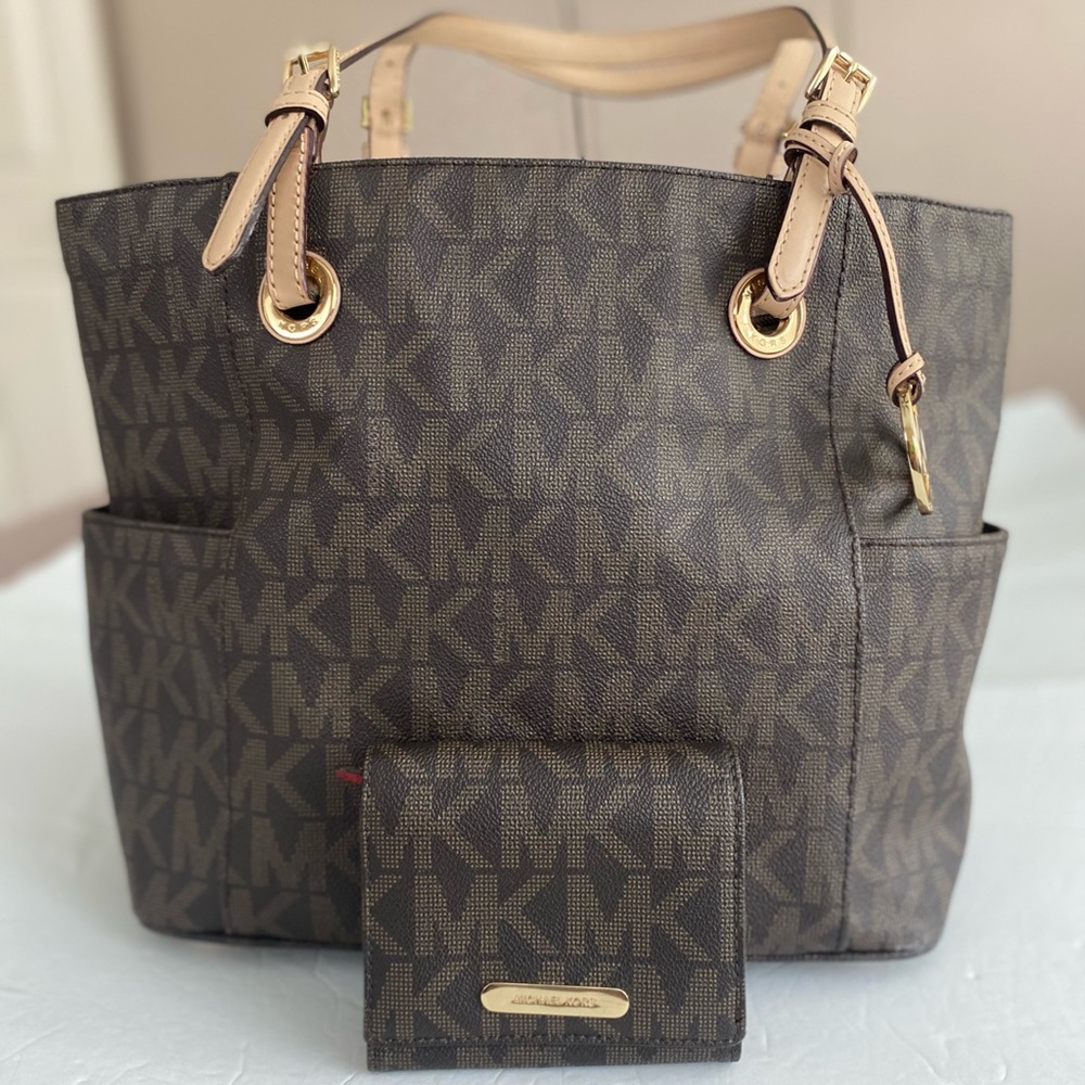 Michael Kors Brown Tote with Signature Monogram